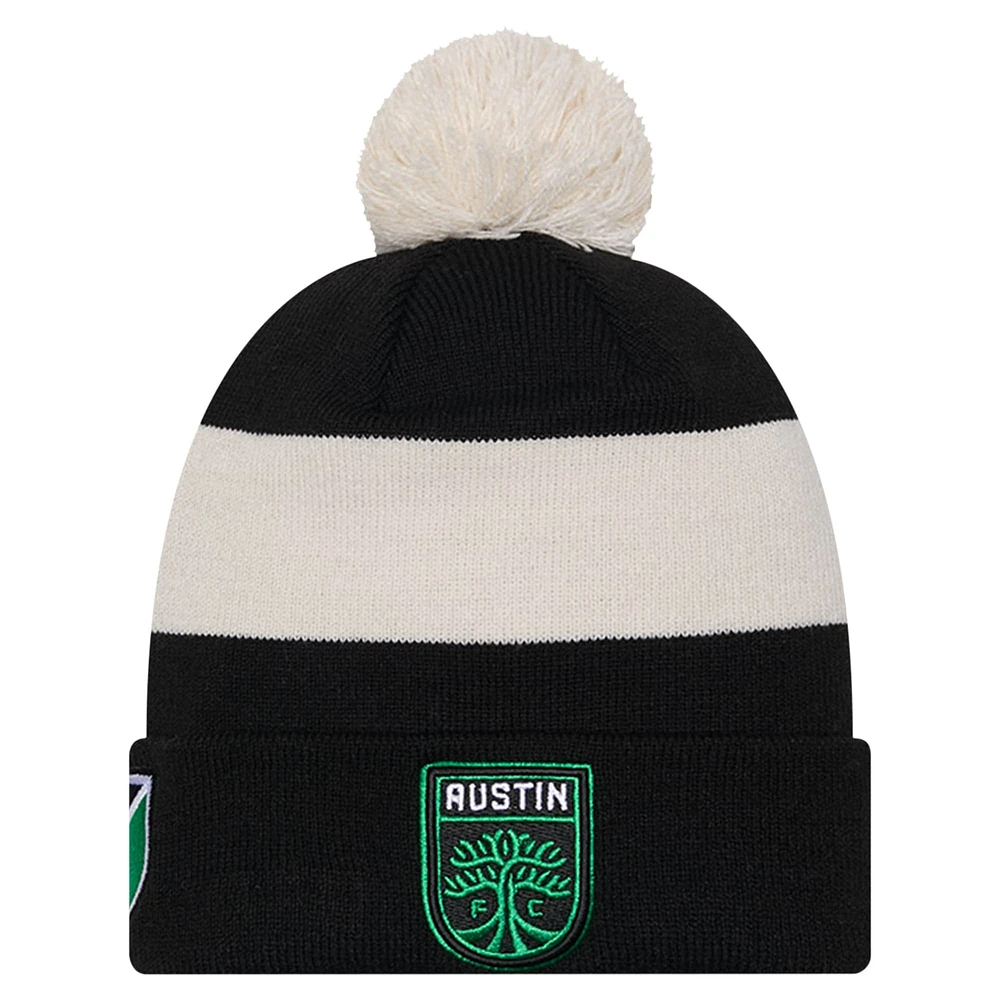 Bonnet en tricot à revers Austin FC 2024 Kick Off Collection New Era noir pour homme avec pompon