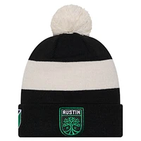 Men's New Era Black Austin FC 2024 Kick Off Collection Cuffed Knit Hat with Pom