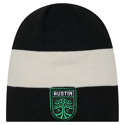 Bonnet en tricot noir Austin FC 2024 Kick Off Collection New Era pour homme