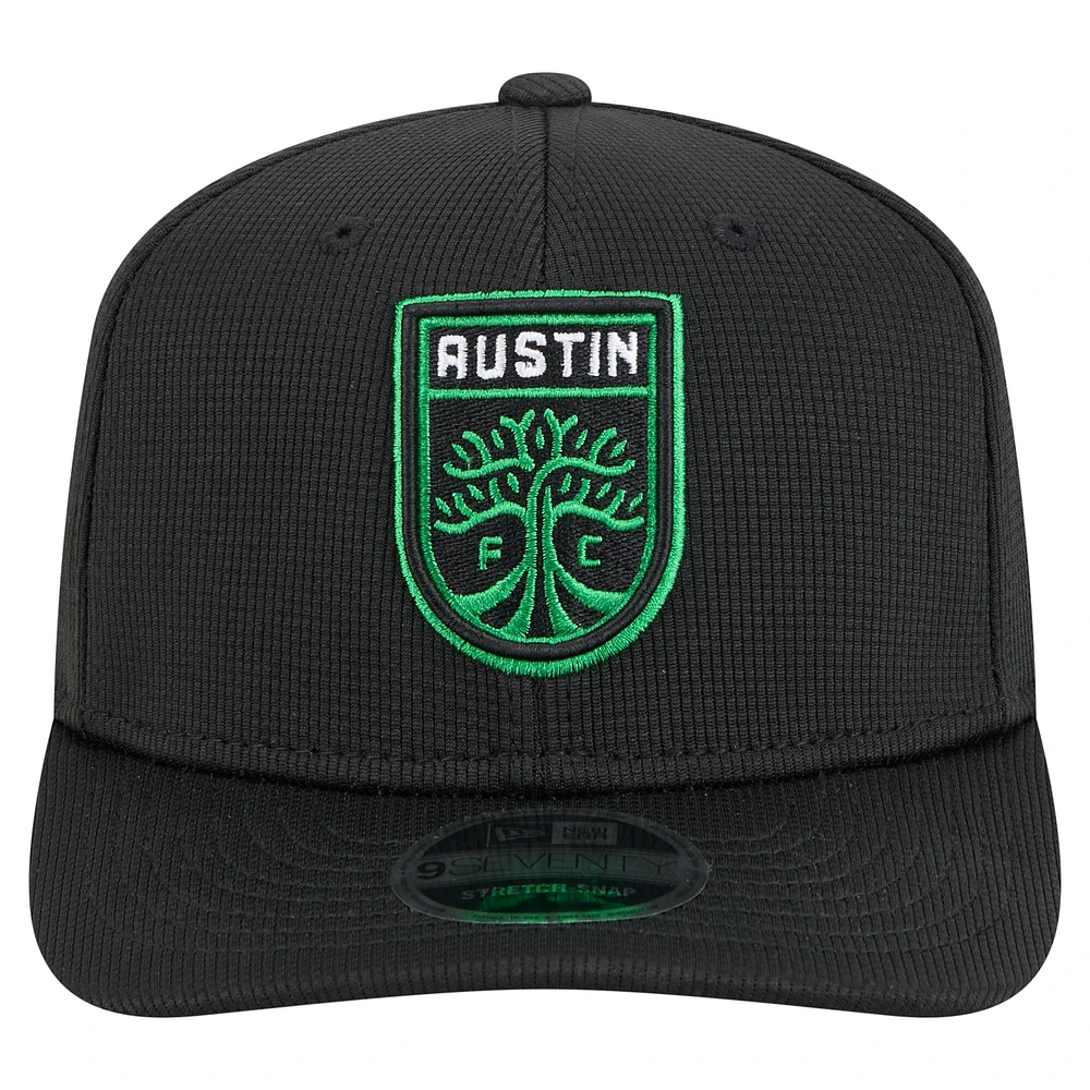 Casquette extensible à boutons-pression Austin FC 2025 noire New Era pour homme avec crochet 9SEVENTY
