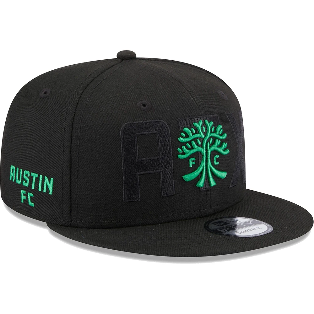 Casquette Snapback Austin FC Kick Off 9FIFTY New Era noire pour homme