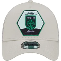 Men's New Era Cream Austin FC Established Patch 9FORTY A-Frame Trucker Adjustable Hat