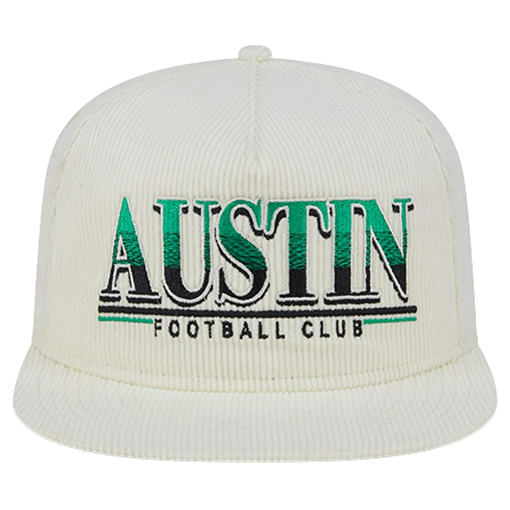 Casquette réglable de golfeur en velours côtelé Austin FC Throwback New Era blanche pour hommes