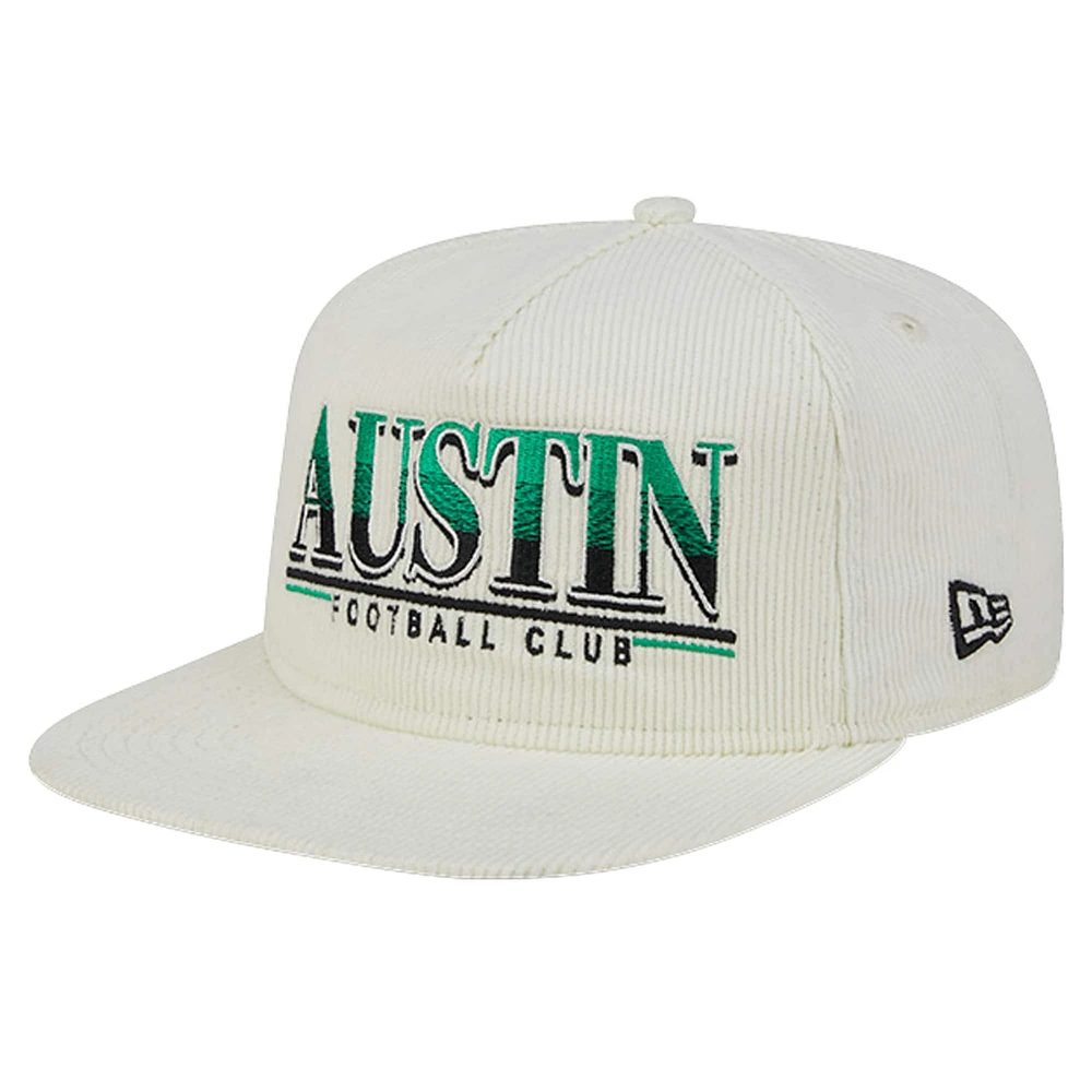 Casquette réglable de golfeur en velours côtelé Austin FC Throwback New Era blanche pour hommes