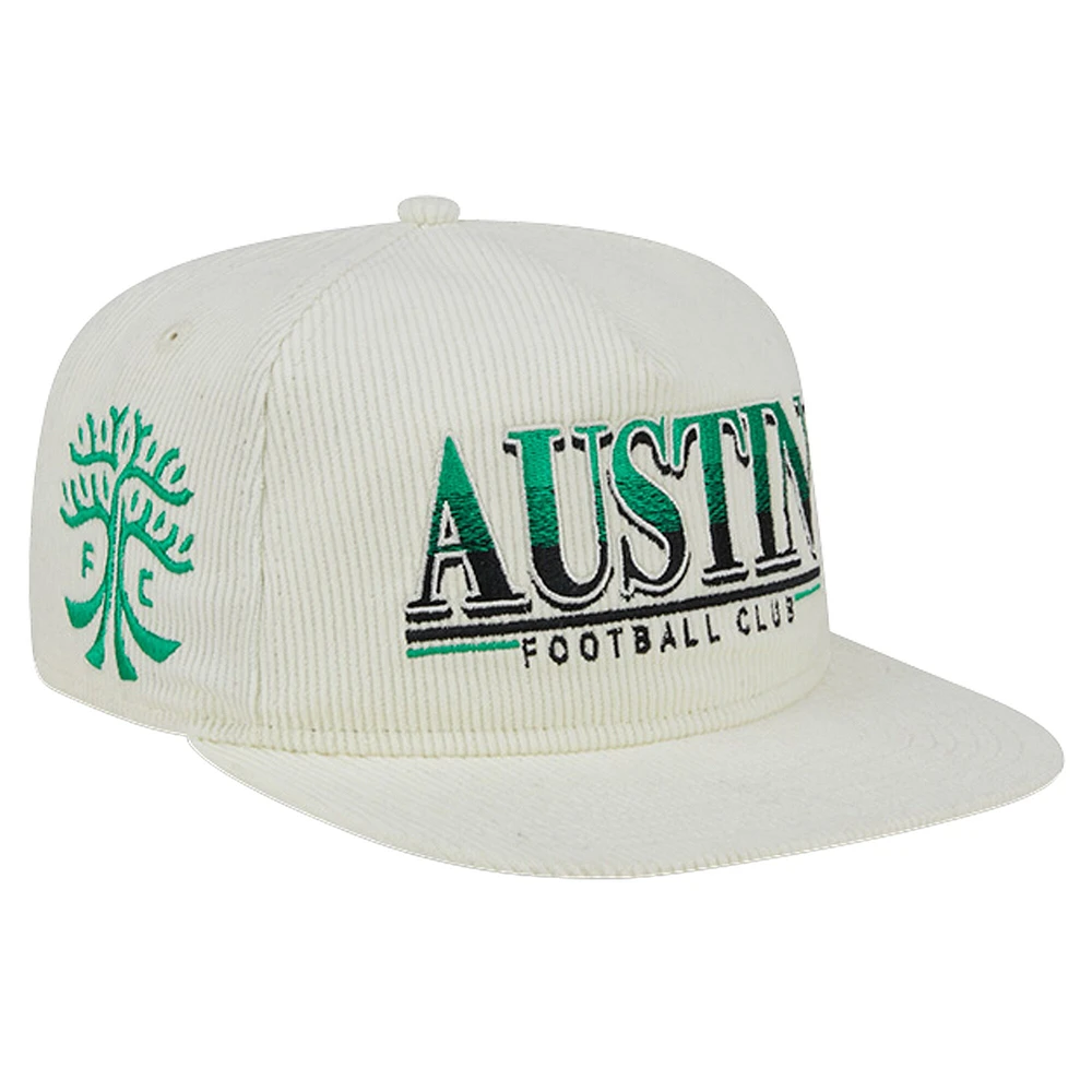 Casquette réglable de golfeur en velours côtelé Austin FC Throwback New Era blanche pour hommes