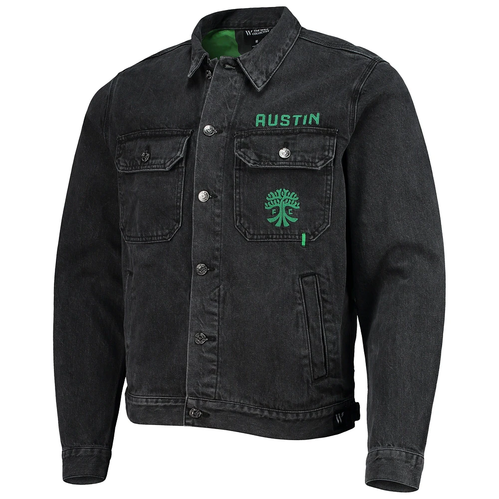 Men's The Wild Collective Black Austin FC Denim Button-Up Jacket