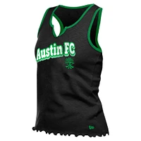 Women's New Era  Black Austin FC Lettuce Hem Notch Neck Tri-Blend Tank Top