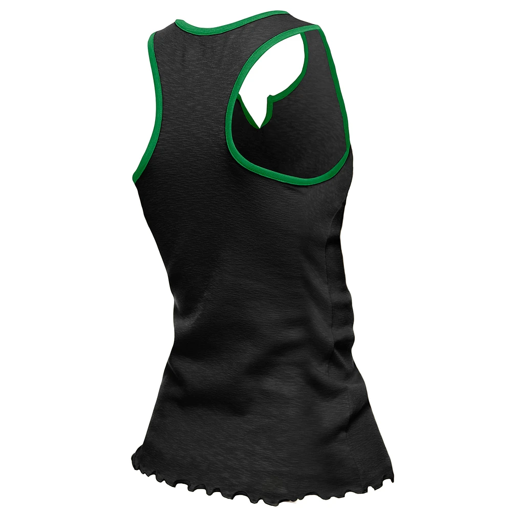Women's New Era  Black Austin FC Lettuce Hem Notch Neck Tri-Blend Tank Top