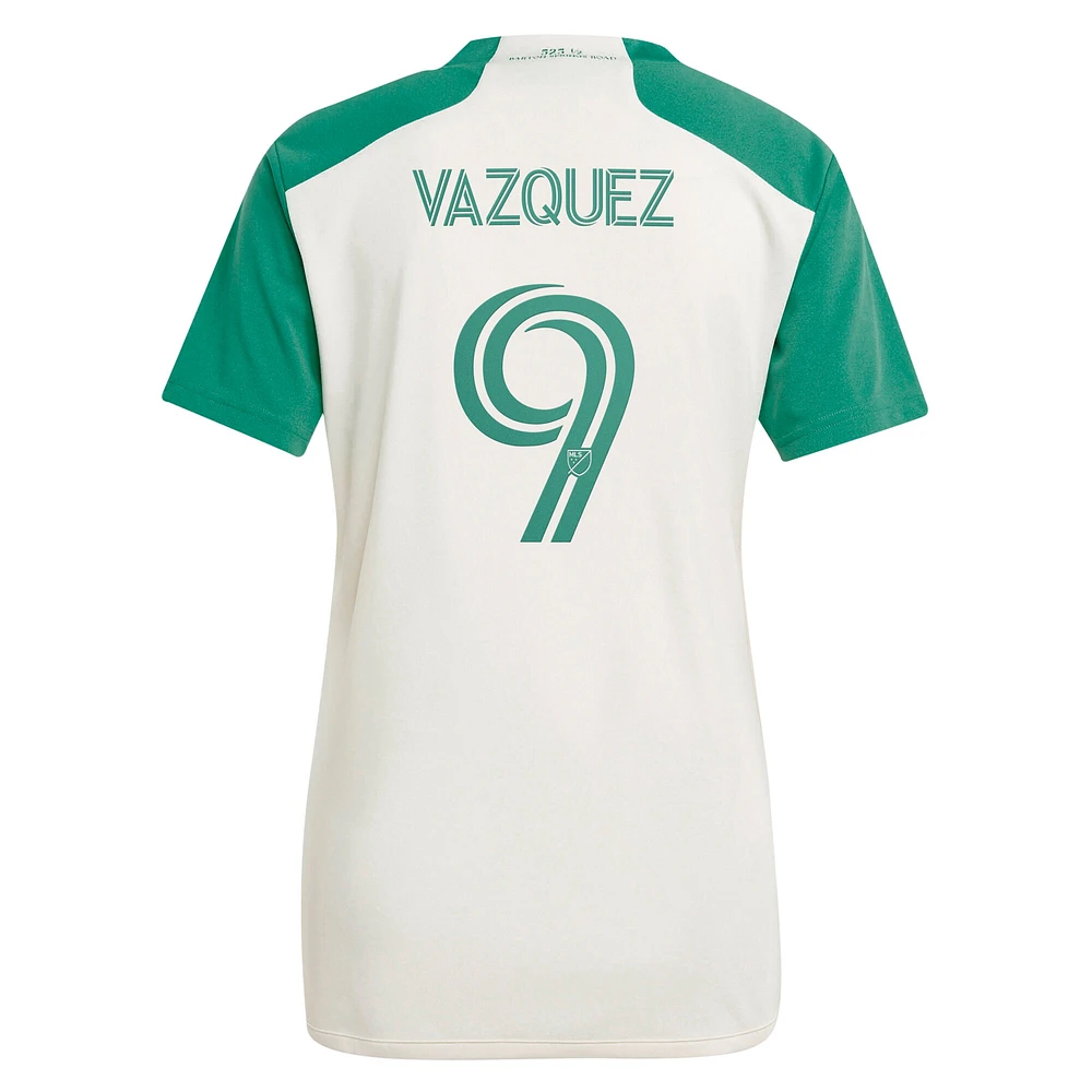 Maillot réplique du kit Armadillo Austin FC 2024 pour femme adidas Brandon Vazquez Tan