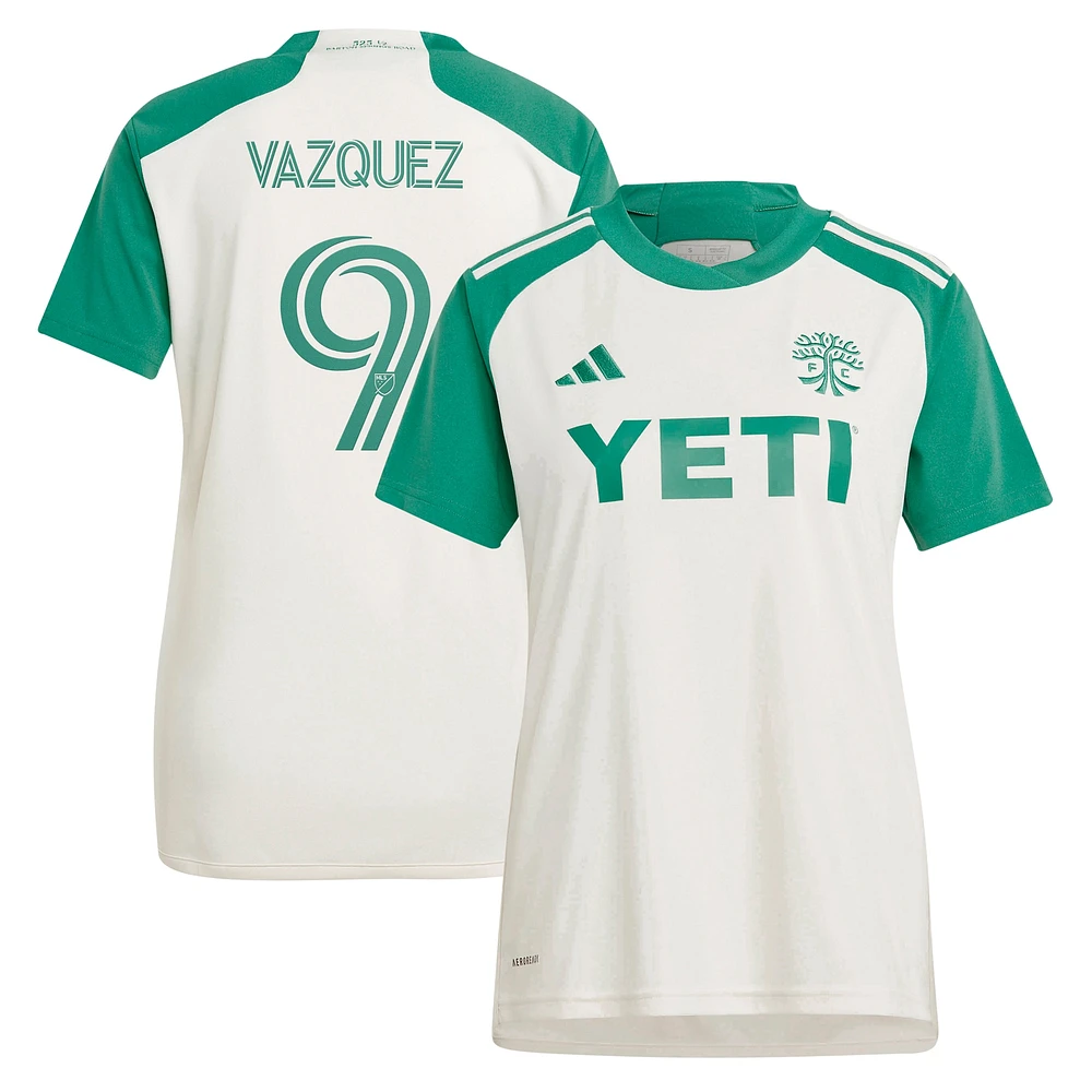 Maillot réplique du kit Armadillo Austin FC 2024 pour femme adidas Brandon Vazquez Tan