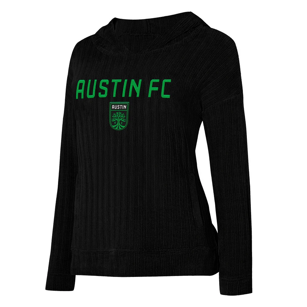 Haut à capuchon manches longues Austin FC Linger Concepts Sport pour femmes, noir