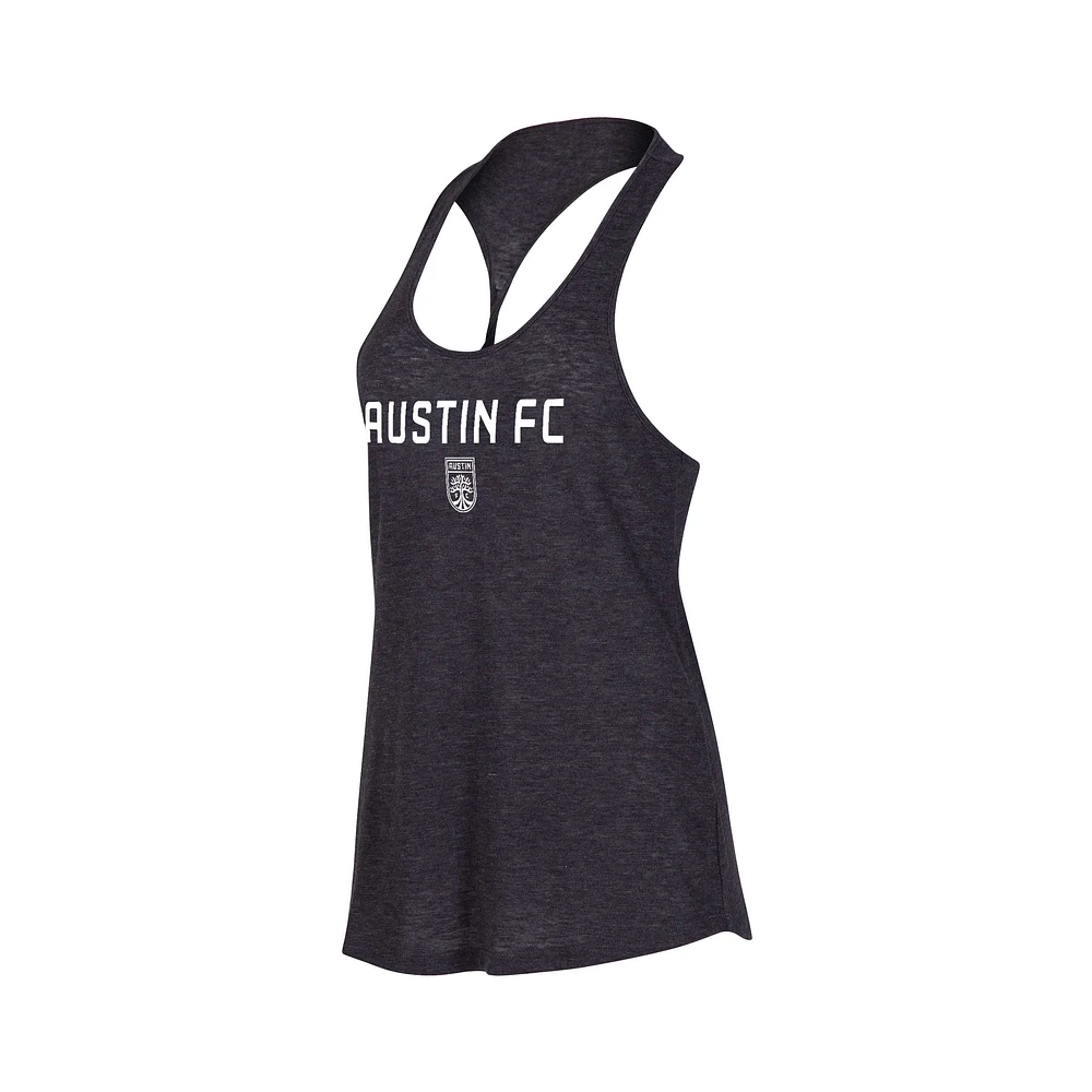 Concepts Sport Heather Charcoal Austin FC Débardeur à encolure dégagée dans le dos torsadé pour femme