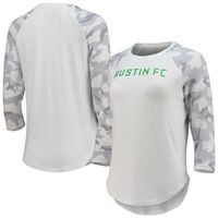 Women's Concepts Sport White/Gray Austin FC Composite 3/4-Sleeve Raglan Top