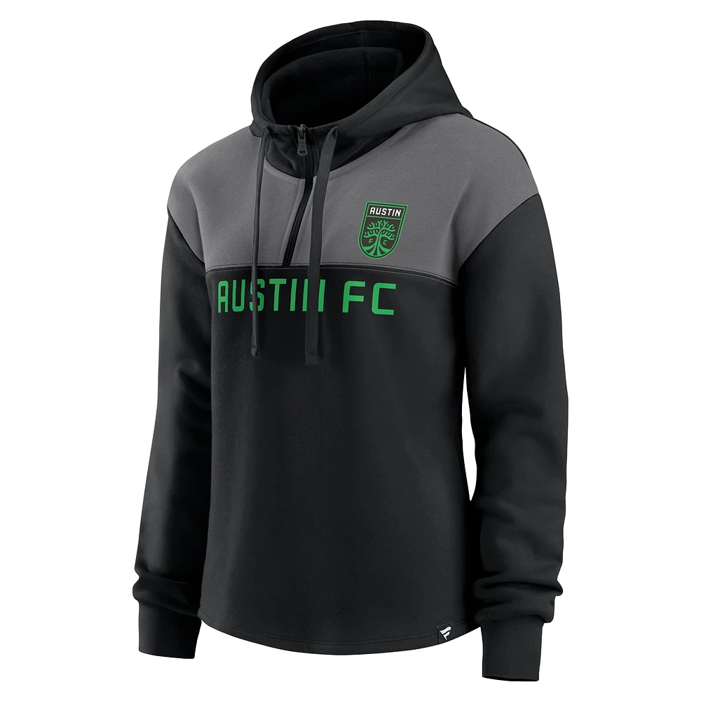 Women's Fanatics Black Austin FC Fleece Quarter-Zip Hoodie