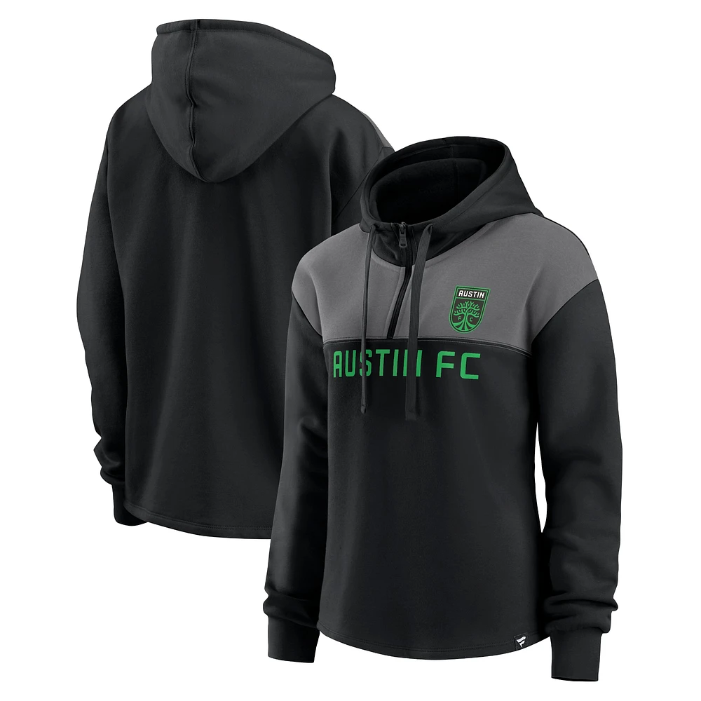 Sweat à capuche noir quart de zip en polaire Fanatics Austin FC pour femmes