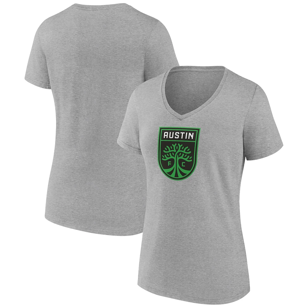 Women's Fanatics Steel Austin FC Logo V-Neck T-Shirt