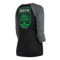 Women's New Era  Black Austin FC Athletic Raglan 3/4-Sleeve T-Shirt