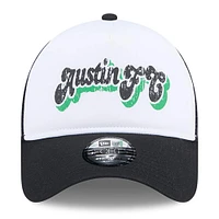 Women's New Era White/Black Austin FC Throwback A-Frame Trucker 9FORTY Snapback Hat