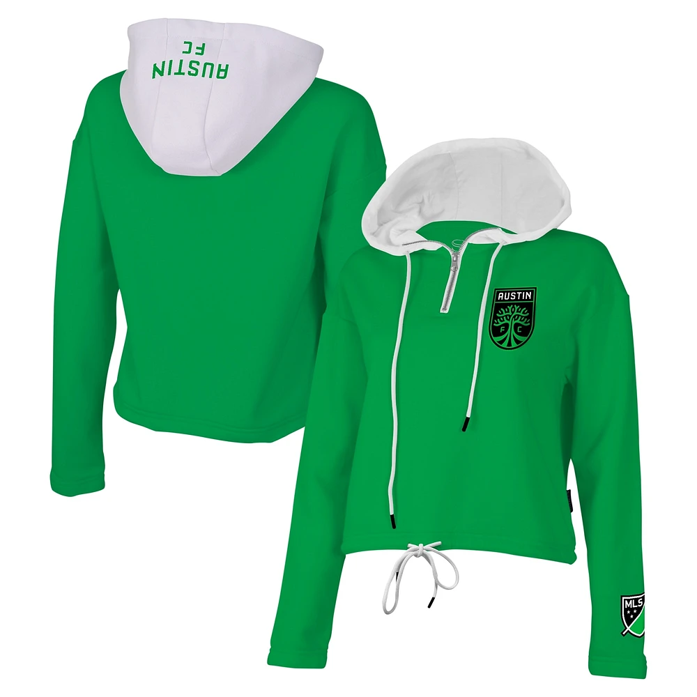 Women's Stadium Essentials Green Austin FC Game Plan Quarter-Zip Hoodie