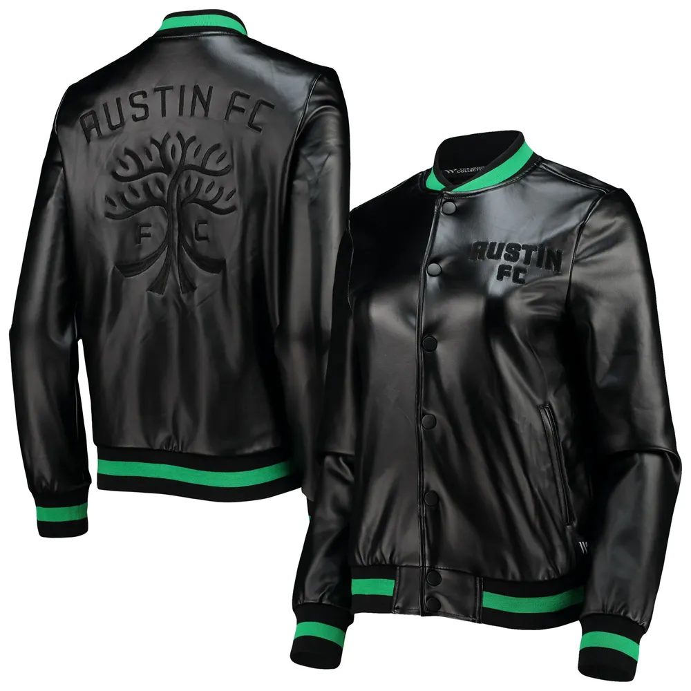 Women's The Wild Collective Black Austin FC Full-Snap Bomber Jacket