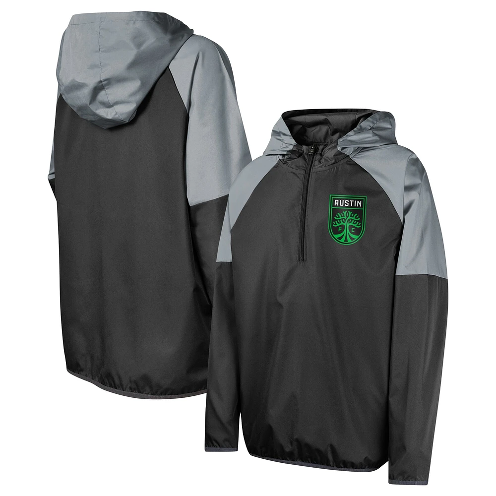 Youth Black Austin FC Unstoppable 1/2-Zip Hoodie Jacket