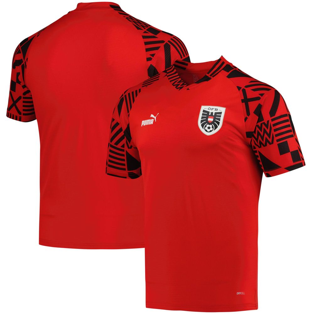 Men's Puma Red Austria National Team Pre-Match V-Neck Top