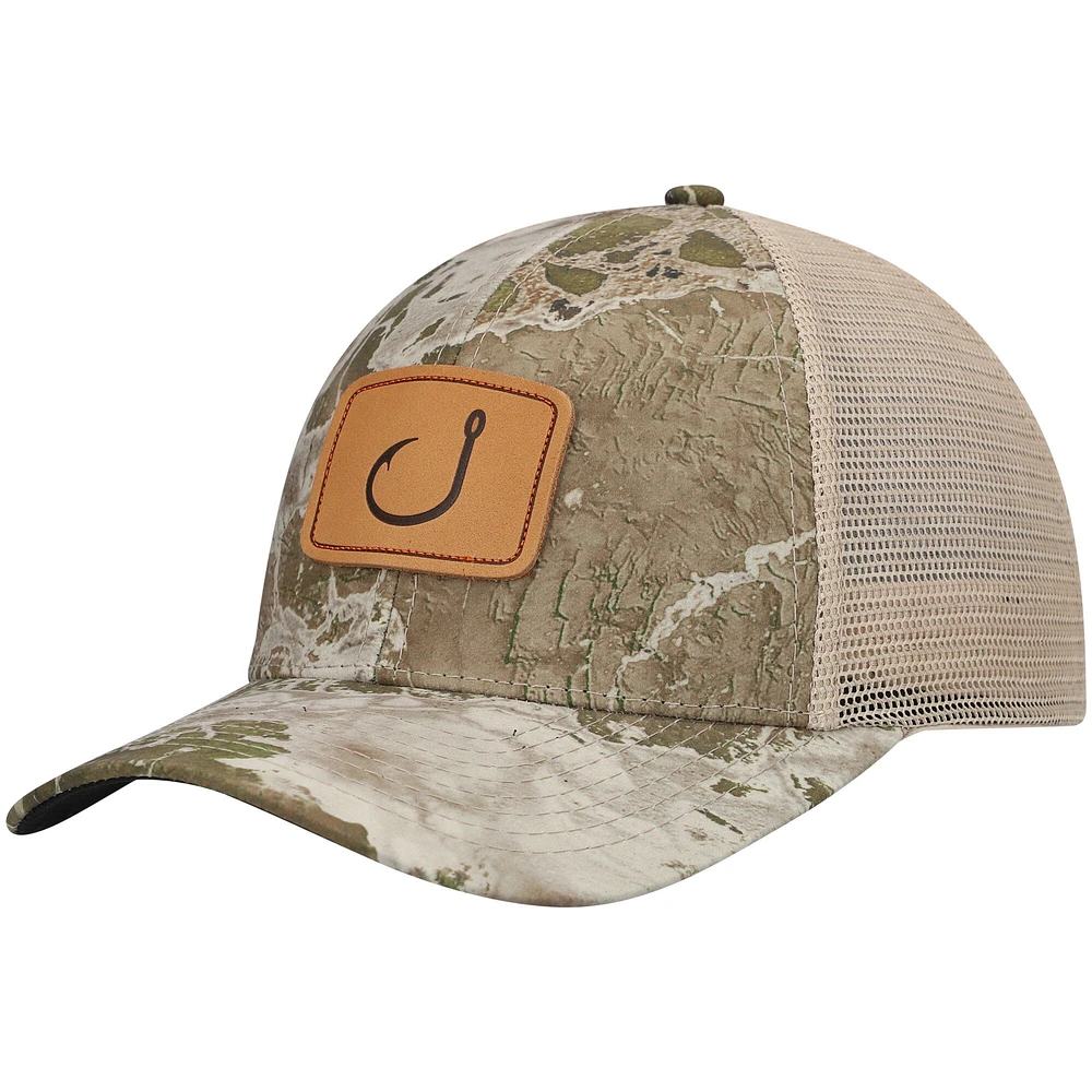 Casquette Snapback Avid Camo/Tan Fish Camp Trucker AVIDry pour homme