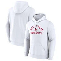 Men's Fanatics  White Ball State Cardinals Primary Logo Pullover Hoodie