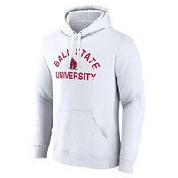 Men's Fanatics  White Ball State Cardinals Primary Logo Pullover Hoodie