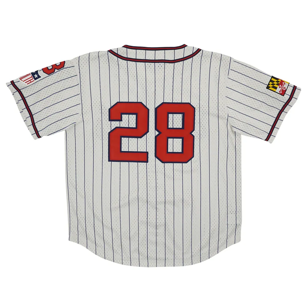 Men's Rings & Crwns #28 Cream Baltimore Elite Giants Mesh Button-Down Replica Jersey