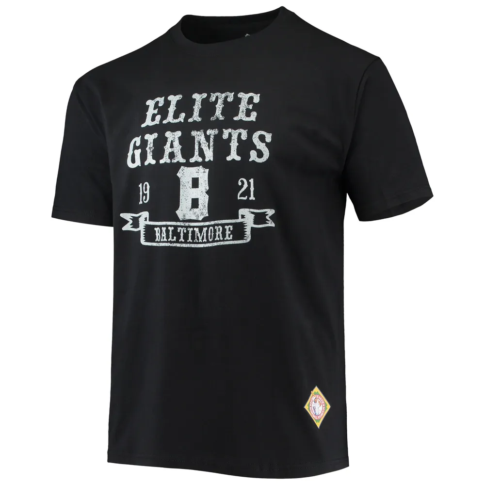 T-shirt noir pour homme Stitches Elite Giants Negro League Wordmark