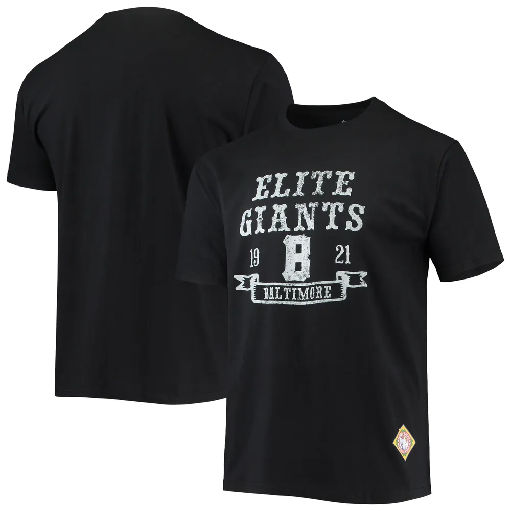 Men's Stitches Black Baltimore Elite Giants Negro League Wordmark T-Shirt