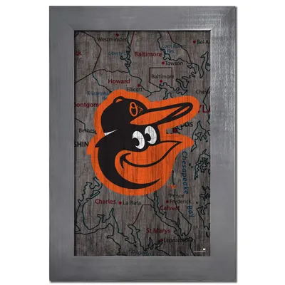 Baltimore Orioles 11'' x 19'' Framed Team City Map Sign