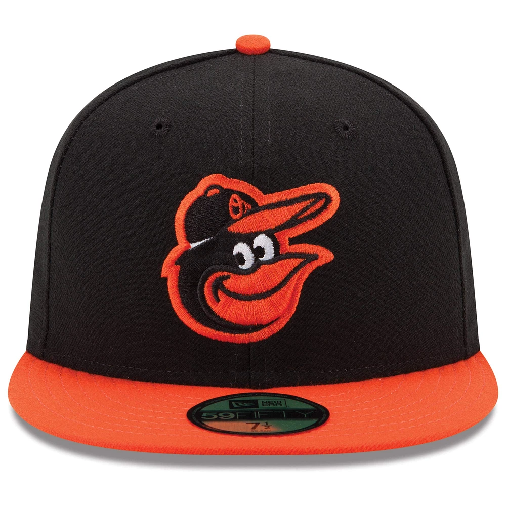 Baltimore Orioles New Era Road Authentic Collection On-Field Logo 59FIFTY - Bonnet ajusté Noir / Orange