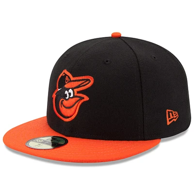 Baltimore Orioles New Era Road Authentic Collection On-Field Logo 59FIFTY - Bonnet ajusté Noir / Orange