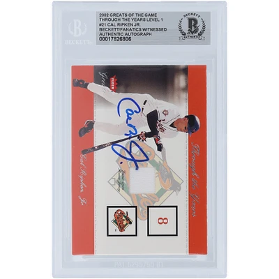 Cal Ripken Jr. Baltimore Orioles Autographed 2002 Fleer Greats of the Game Through the Years Level 1 Relic #CR Beckett Fanatics Witnessed Authenticated Card