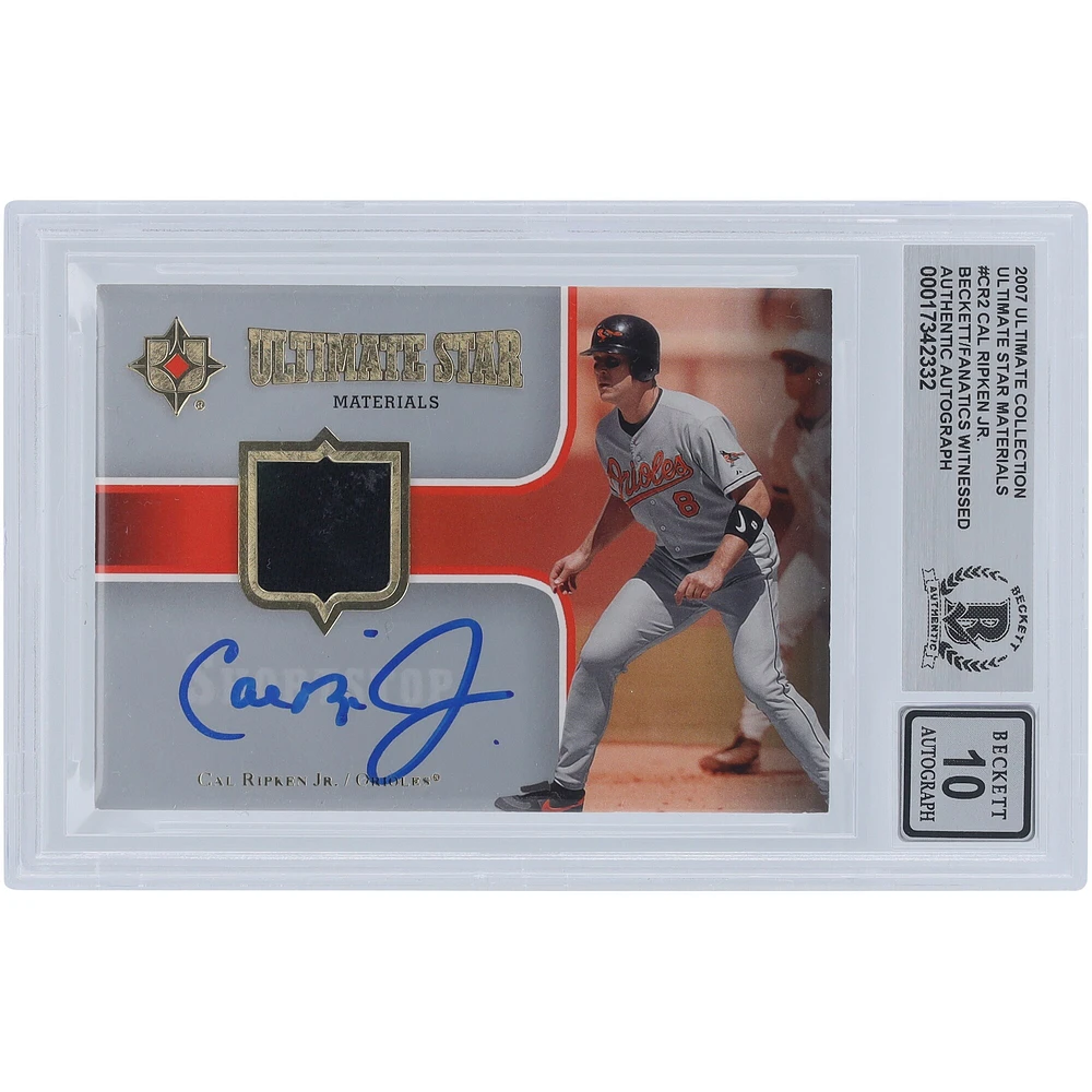 Cal Ripken Jr. Baltimore Orioles Autographed 2007 Upper Deck Ultimate Collection Ultimate Stars Materials Black Jersey Relic #SM-CR2 Beckett Fanatics Witnessed Authenticated 10 Card 
