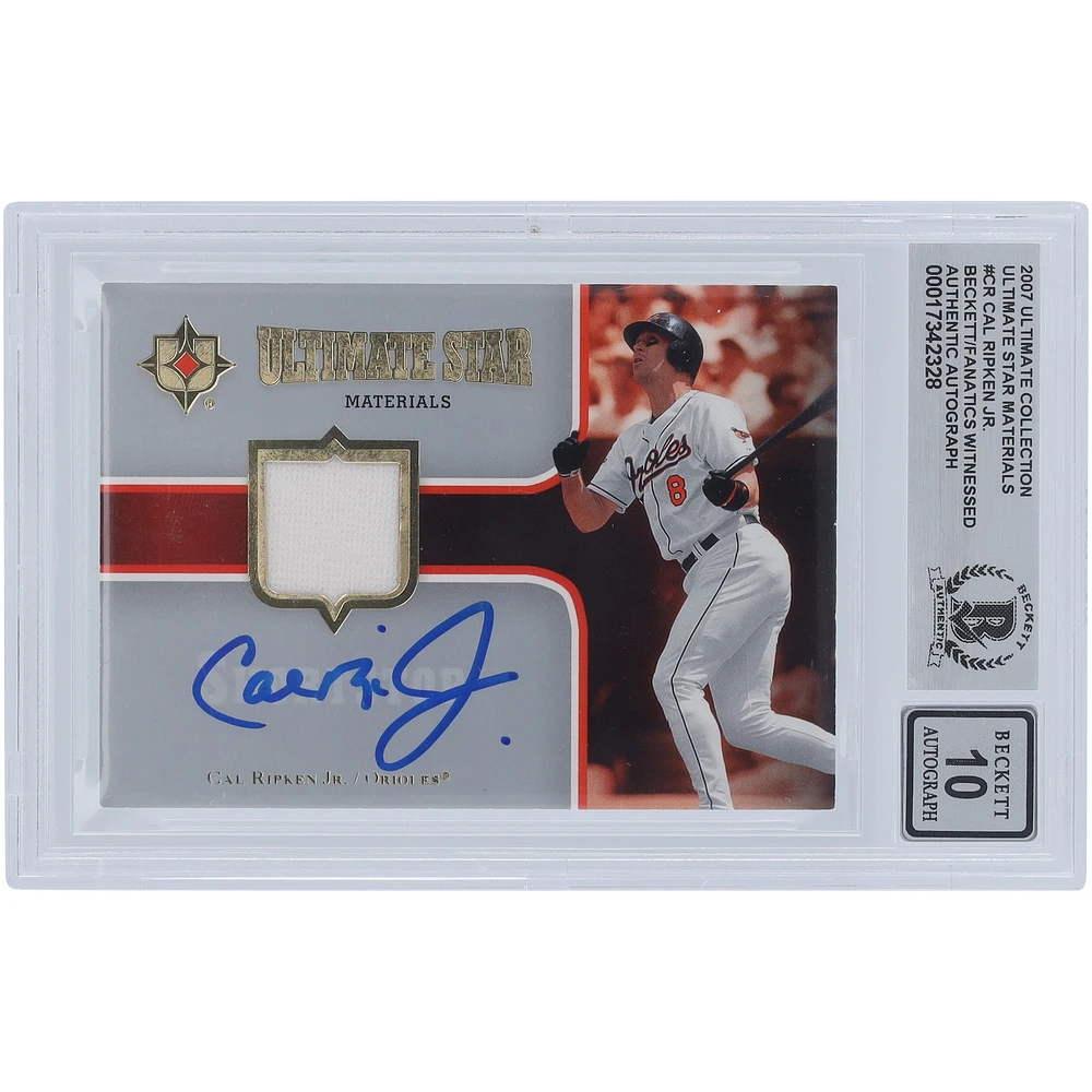Cal Ripken Jr. Baltimore Orioles Autographed 2007 Upper Deck Ultimate Collection Ultimate Stars Materials White Jersey Relic #SM-CR Beckett Fanatics Witnessed Authenticated 10 Card 