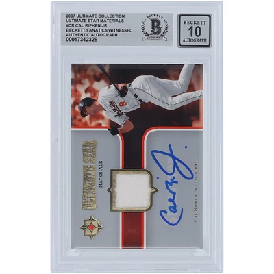Cal Ripken Jr. Baltimore Orioles Autographed 2007 Upper Deck Ultimate Collection Ultimate Stars Materials White Jersey Relic #SM-CR Beckett Fanatics Witnessed Authenticated 10 Card 
