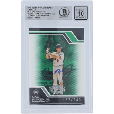 Cal Ripken Jr. Baltimore Orioles Autographed 2008 Topps Triple Threads Emerald #240 #/240 Beckett Fanatics Witnessed Authenticated 10 Card 