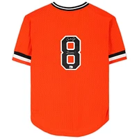 Cal Ripken Jr. Baltimore Orioles Autographed Orange Mitchell & Ness Replica Batting Practice Jersey with "Ironman" Inscription