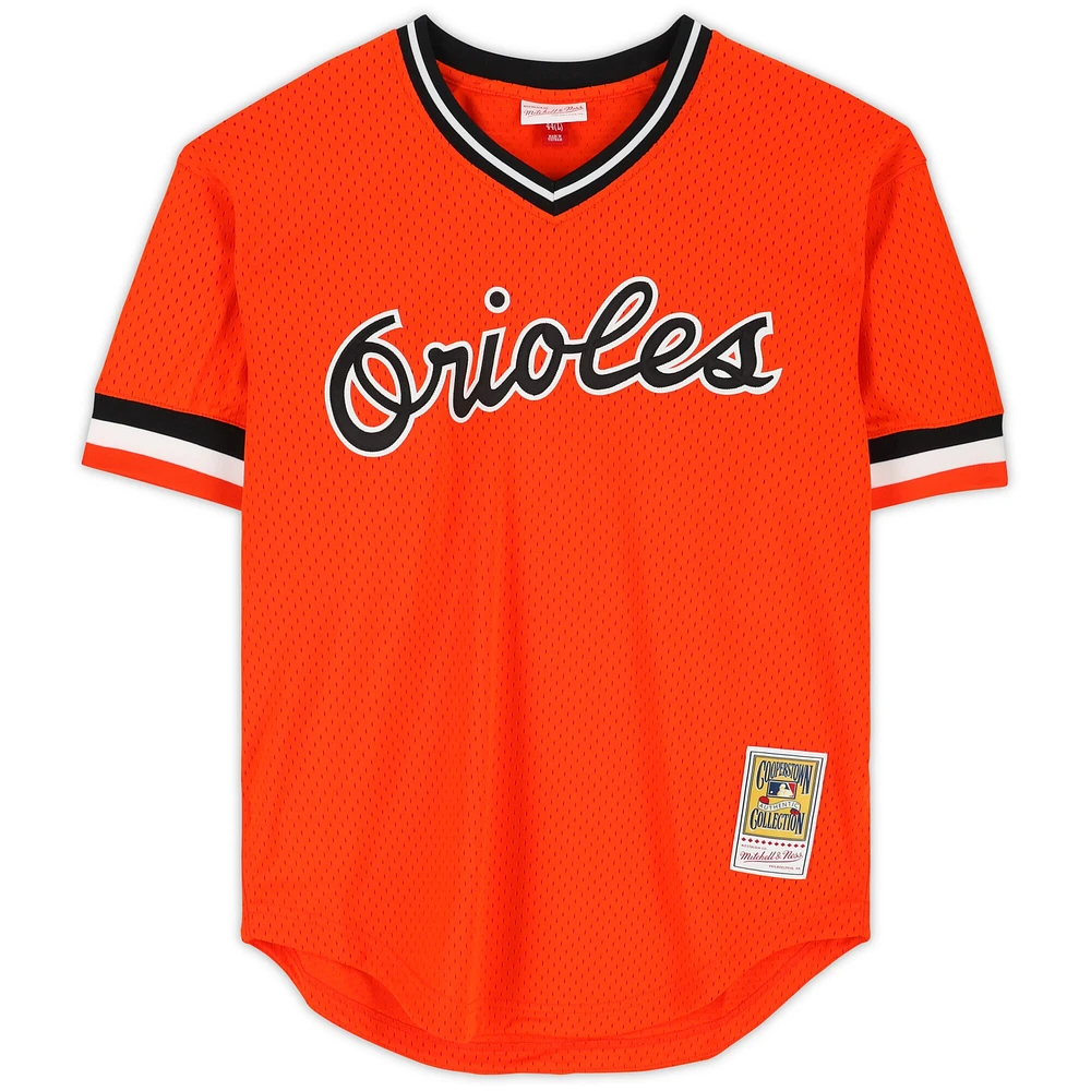 Cal Ripken Jr. Baltimore Orioles Autographed Orange Mitchell & Ness Replica Batting Practice Jersey with "Ironman" Inscription