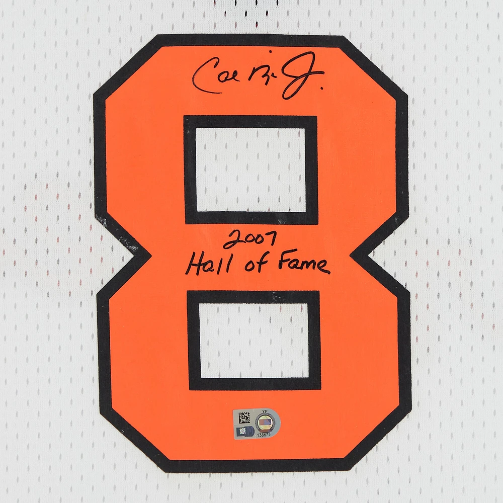 Cal Ripken Jr. White Baltimore Orioles Autographed Mitchell & Ness Replica Jersey with "2007 Hall of Fame" Inscription