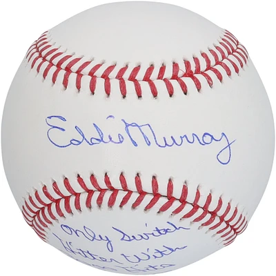 Balle de baseball autographiée par Eddie Murray des Orioles de Baltimore avec l'inscription « Seul frappeur ambidextre avec 3 000 coups sûrs et 500 circuits » - Édition limitée à 10 exemplaires
