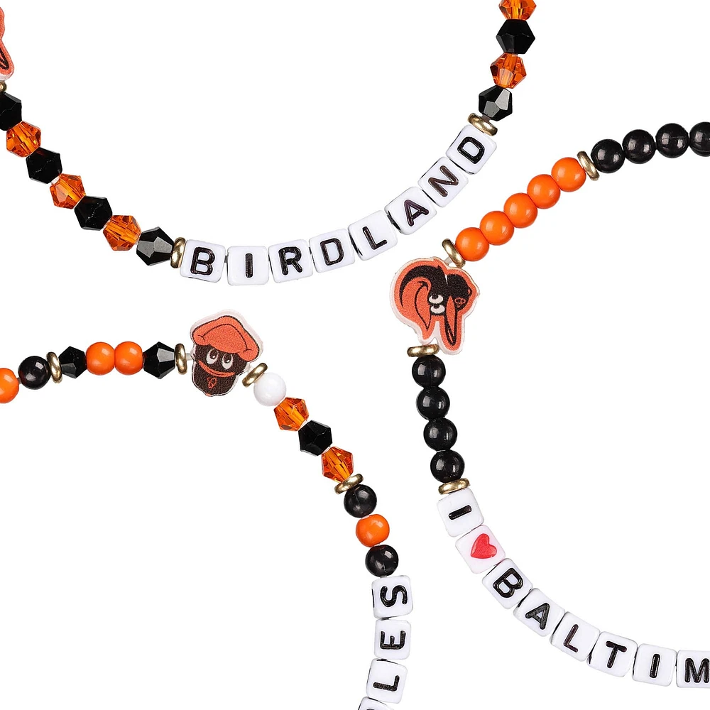 FOCO Baltimore Orioles 3-Pack Friendship Bracelet Set