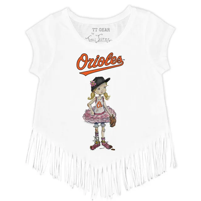 Lids Baltimore Orioles Tiny Turnip Girls Youth Baseball Love Fringe T-Shirt  - Black