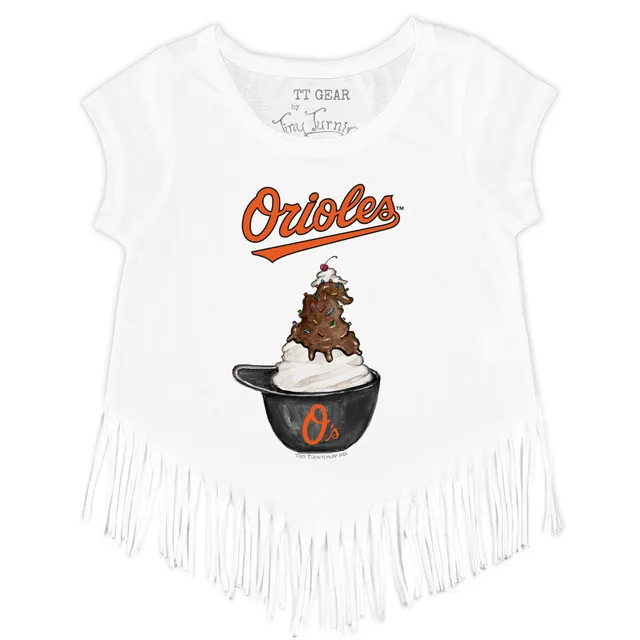 Lids Baltimore Orioles Tiny Turnip Girls Toddler Stacked Fringe T-Shirt -  Black