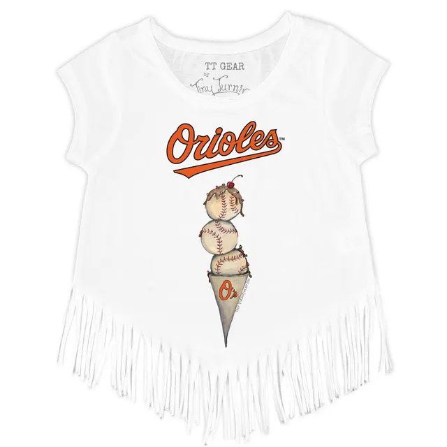 Women's Tiny Turnip Black Baltimore Orioles Stacked T-Shirt Size: Small