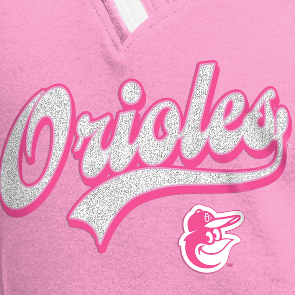Girls Youth New Era Pink Baltimore Orioles Mommy & Me Raglan V-Neck T-Shirt