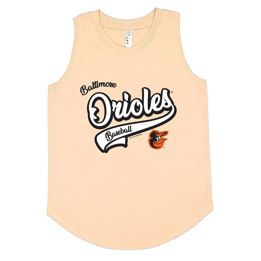 Girls Youth Soft as a Grape Light Orange Baltimore Orioles Tank Top